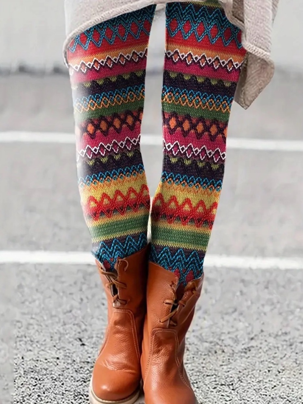 Boho Tribal Print Leggings Plus Size 4XL Colorful Stretch High Waist Comfy Pants